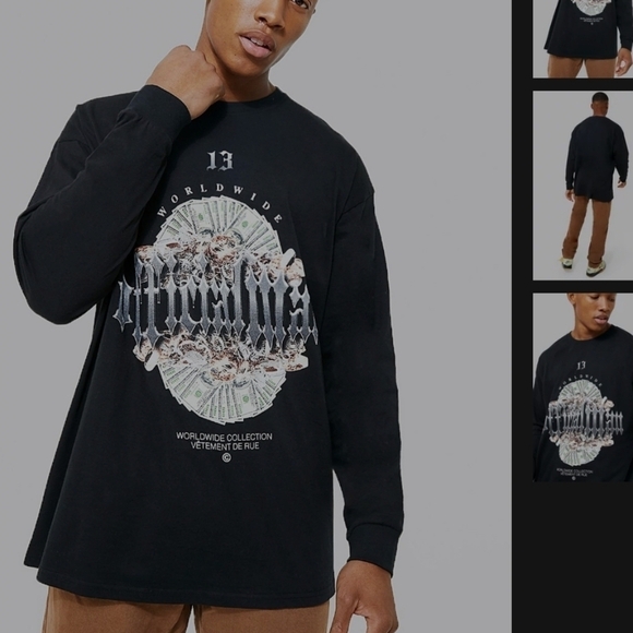 BoohooMan OVERSIZED MAN GRAPHIC LONG SLEEVE T-SHIRT. Size Medium. New. - Picture 1 of 9